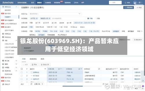 银龙股份(603969.SH)：产品暂未应用于低空经济领域