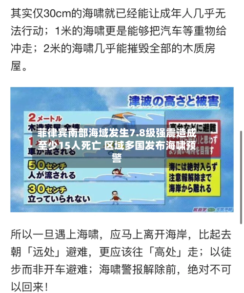 菲律宾南部海域发生7.8级强震造成至少15人死亡 区域多国发布海啸预警-第2张图片